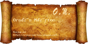 Orsós Márton névjegykártya